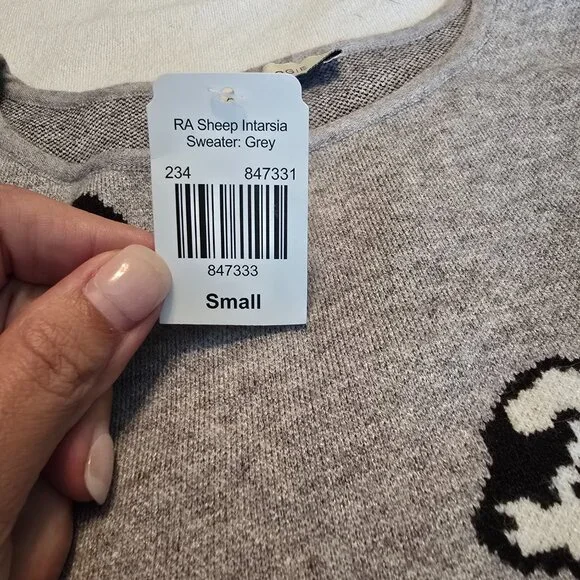 Cracker Barrel Astrologie Small S Sheep Lamb Black White Sweater Crew Sweatshirt - Picture 8 of 16
